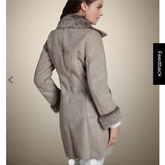 CHICOS LONG WHIMSICAL WHYNEE
FAUX SUEDE/FUR COAT IN OCEAN FOG.
SZ 3/XL - Picture 3 of 11